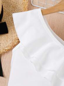 SHEIN Chicas Top tank de cuello asimétrico ribete con fruncido