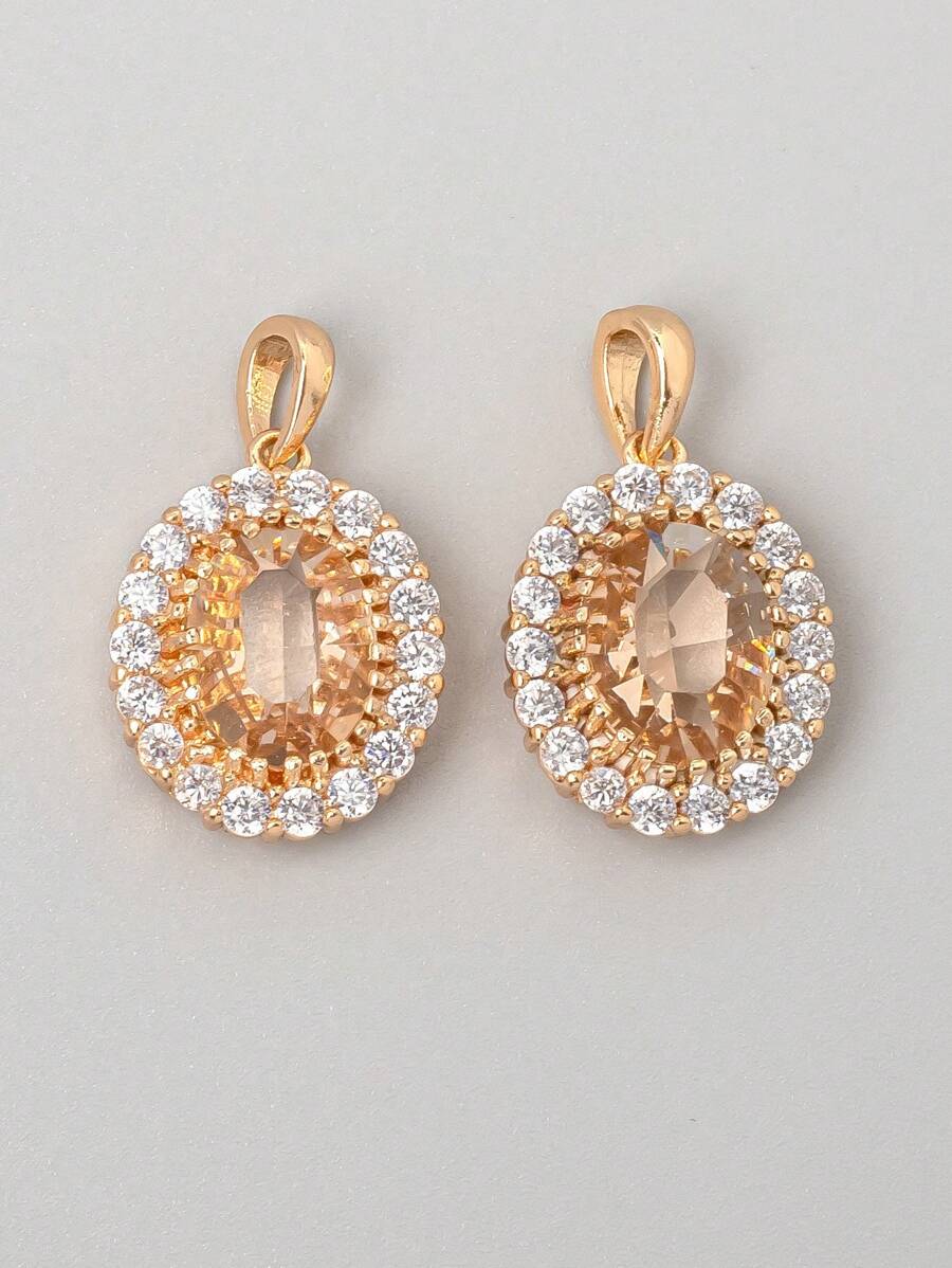 2 Chiếc Quyến Rũ Rhinestone Trang Trí Kính DIY Mặt Dây Chuyền Cho Nữ Trang Sức Làm - Màu vàng - Xem 1