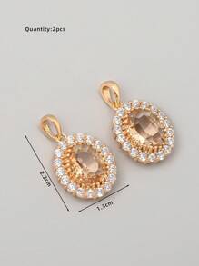 2 Chiếc Quyến Rũ Rhinestone Trang Trí Kính DIY Mặt Dây Chuyền Cho Nữ Trang Sức Làm - Màu vàng - Xem 3