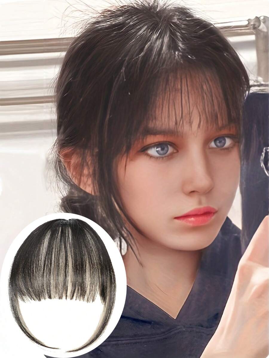 Short Straight Synthetic Hair Bangs - Black - View 1