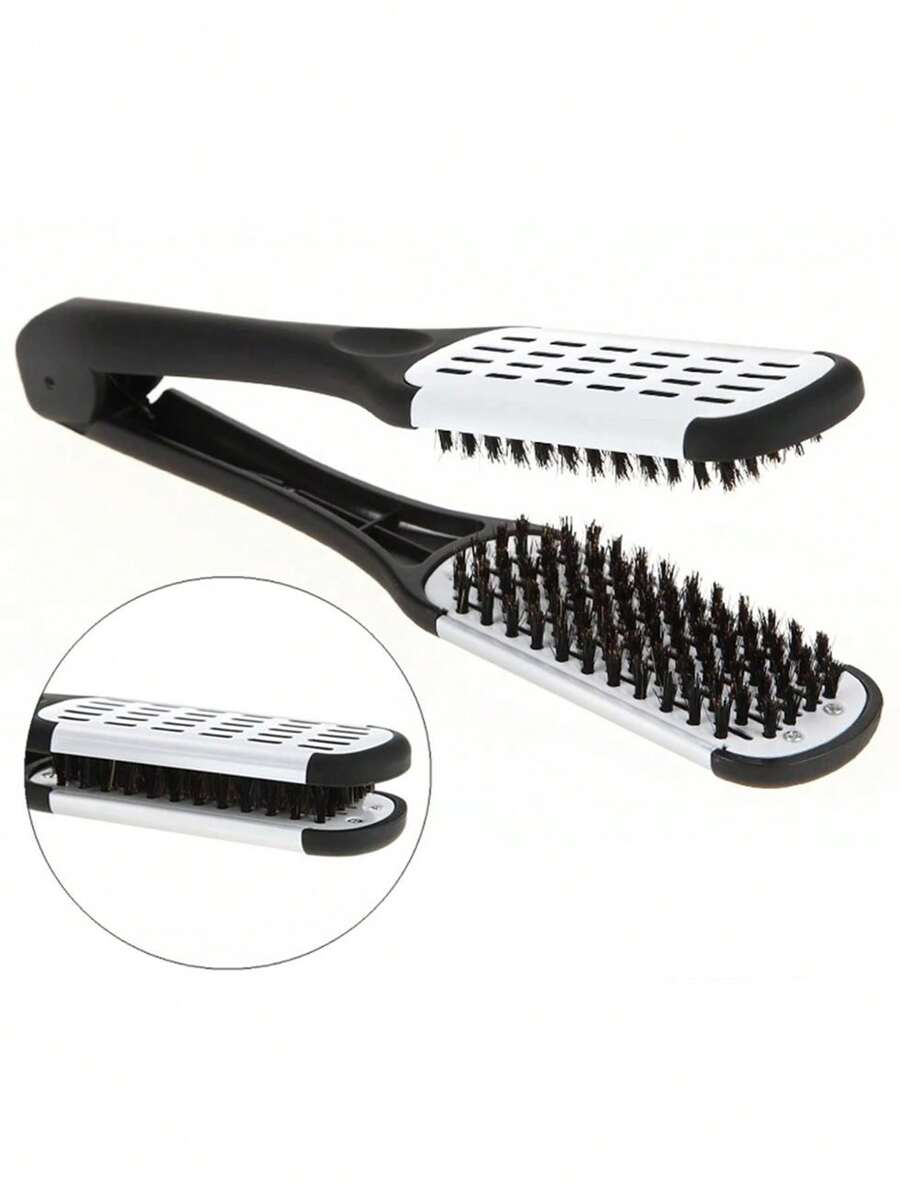 1 peine alisador, cepillo pelo dos tonos, cepillo doble cara, peine peinado antiestático, herramienta peluquería, peines férula pelo en forma V, cepillo alisador de doble cara para peluquería casera, cepillo de pelo para mujeres y hombres - Multicolor - Ver 1
