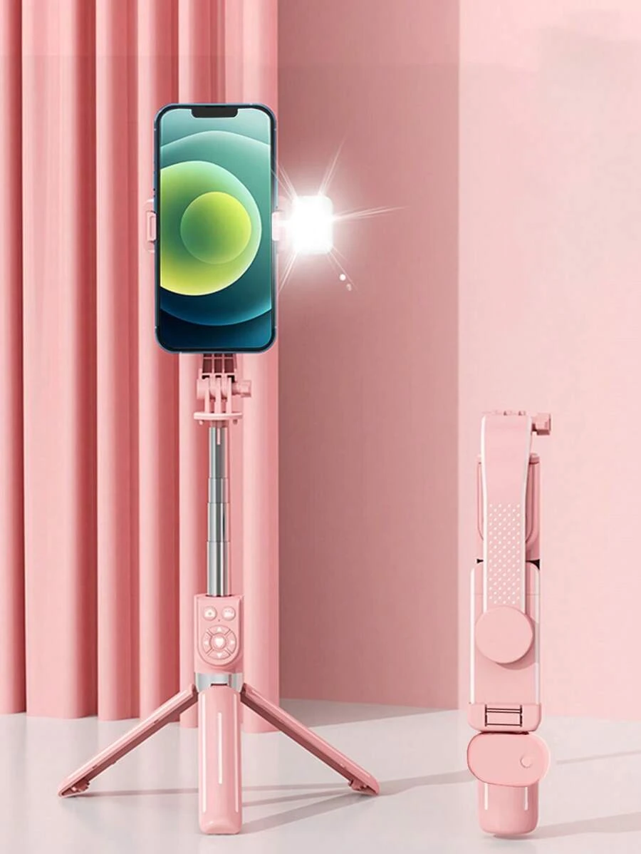 1入組遙控自拍杆三腳架 - 粉色 - 查看 1