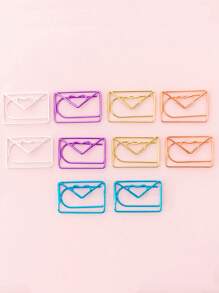 10 个信封形随机回形针，返校，学校用品