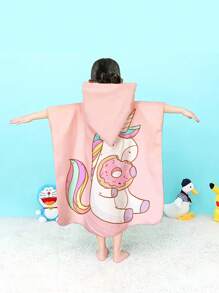 1入組獨角獸圖案兒童浴巾現代超細纖維家用兒童浴巾 - 彩色 - 查看 4