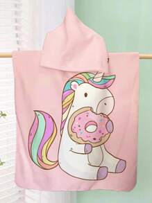 1入組獨角獸圖案兒童浴巾現代超細纖維家用兒童浴巾 - 彩色 - 查看 5