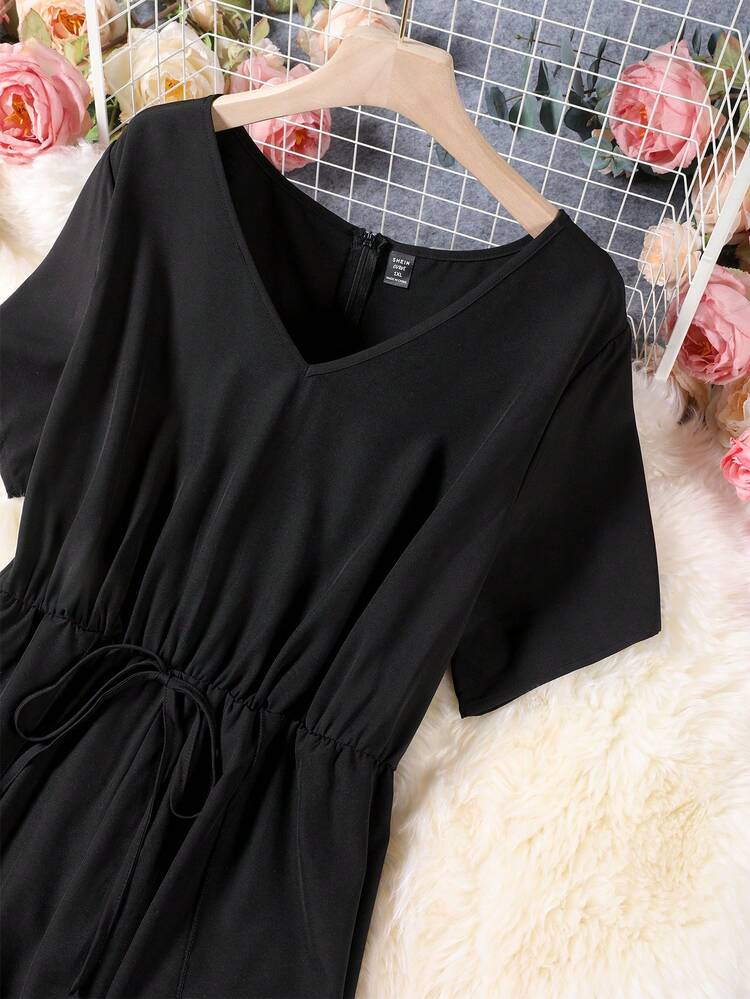 SHEIN LUNE Mono bajo cruzado - Negro - Añade 4