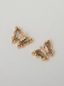 2 Cái/bộ Thời Trang Kim Cương Giả Trang Trí Bướm Tự Làm Mặt Dây Chuyền Nữ Cho Tự Làm Trang Sức Làm - màu nâu - Xem 1