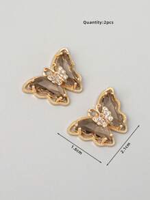 2 Cái/bộ Thời Trang Kim Cương Giả Trang Trí Bướm Tự Làm Mặt Dây Chuyền Nữ Cho Tự Làm Trang Sức Làm - màu nâu - Xem 3
