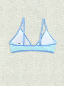 夏季撞色绑带三角比基尼上衣 - 藍色 - 查看 2