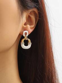 Pendientes largos con diseño de diamante de imitación con diseño de cadena - Multicolor - Ver 1