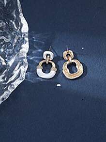 Pendientes largos con diseño de diamante de imitación con diseño de cadena - Multicolor - Ver 2