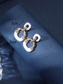 Pendientes largos con diseño de diamante de imitación con diseño de cadena - Multicolor - Ver 3