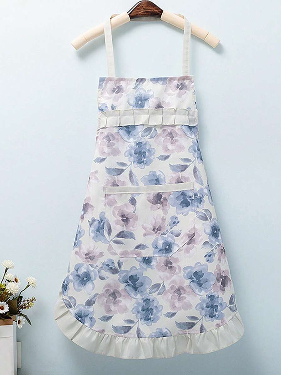 1 Họa Tiết Hoa Ren Viền Tạp Dề Nấu Ăn Nhà Bếp, Polyester Hiện Đại Chống Dầu Tạp Dề Cho Sân Vườn, Nhà Bếp Và Công Việc Nội Trợ - Nhiều màu - Xem 1