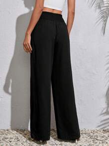 SHEIN Tall Solid Wide Leg Trousers - Black - View 2