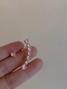 Bông tai trang trí hình trái tim bằng đá rhinestone - Nhiều màu - Xem 2