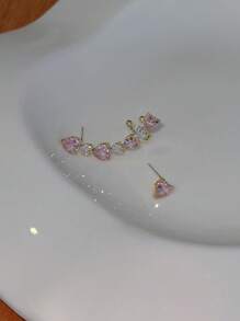 Bông tai trang trí hình trái tim bằng đá rhinestone - Nhiều màu - Xem 3