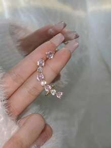 Bông tai trang trí hình trái tim bằng đá rhinestone - Nhiều màu - Xem 4