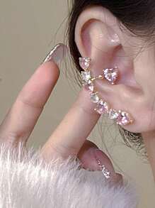 Bông tai trang trí hình trái tim bằng đá rhinestone - Nhiều màu - Xem 6