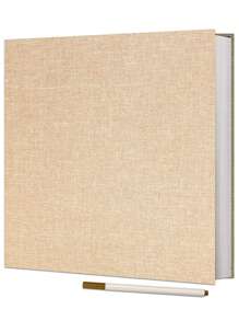 1入組素色相冊帶1支筆簡單大容量照片卡盒適合嬰兒家庭週年紀念婚禮照片存儲 - 棕色 - 查看 1