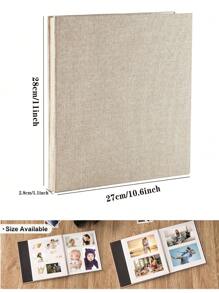1入組素色相冊帶1支筆簡單大容量照片卡盒適合嬰兒家庭週年紀念婚禮照片存儲 - 棕色 - 查看 2