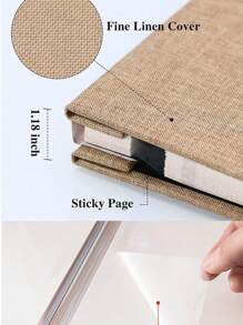 1入組素色相冊帶1支筆簡單大容量照片卡盒適合嬰兒家庭週年紀念婚禮照片存儲 - 棕色 - 查看 3