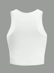 Flirla 大碼素色背心上衣 - 白色 - 查看 2