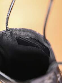 Metoo Tiramitu 1pc Waterproof Girls' Composite Material Crossbody Bag With Cartoon Rabbit Print And Closure, Including Pu Cord And Phone Case - Black - View 6