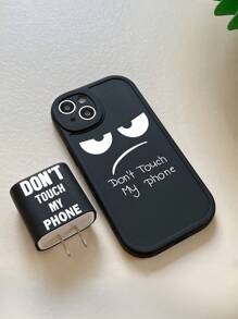 Set de 2 piezas de funda protectora de cargador y funda de teléfono con estampado de dibujos animados, compatible con iPhone 16, 16 Pro Max, 16 Pro, Plus, con funda de cargador de 20W y funda de teléfono - Blanco y Negro - Ver 2