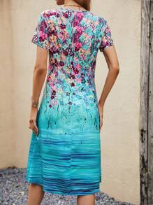 EMERY ROSE 印花V領洋裝 - 彩色 - 查看 3