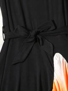 Ombre Print Belted Dress - Multicolor - View 6