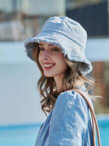 LEAJOURNO. 1Pc 2024 Mũ Xô Xuân/Hè Mới, Unisex, Đa Năng, Thường Ngày, Thời Trang, Chống Nắng, Thích Hợp Đi Du Lịch, Phong Cách Tươi Mát Và Duyên Dáng - Màu xanh nhạt - Xem 3