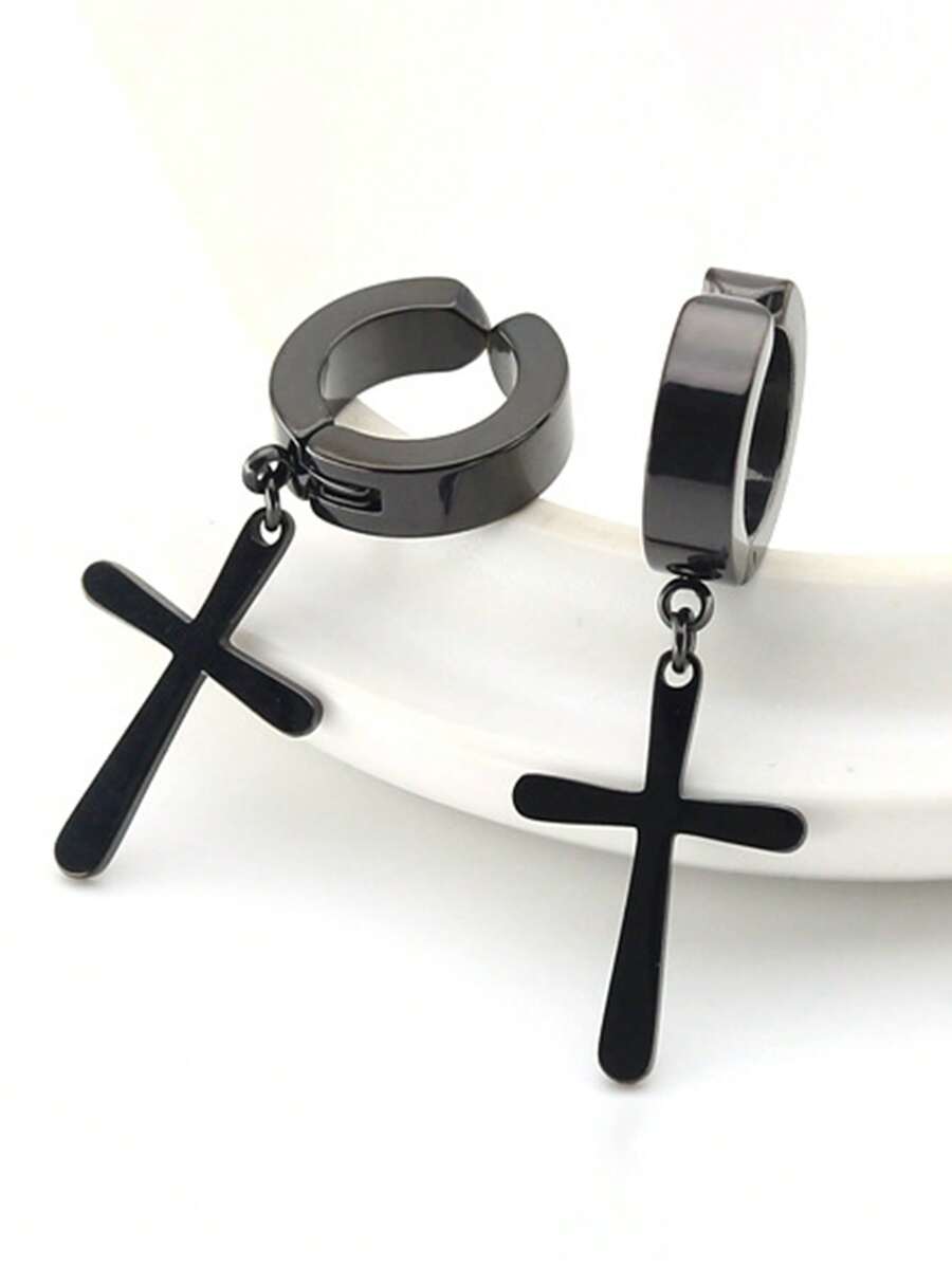 2 cái/bộ Nam Trang trí chéo Vòng bít tai , Đối với Đồ trang sức Qủa tặng Và Buổi tiệc - màu đen - Xem 1