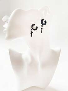 2 cái/bộ Nam Trang trí chéo Vòng bít tai , Đối với Đồ trang sức Qủa tặng Và Buổi tiệc - màu đen - Xem 5