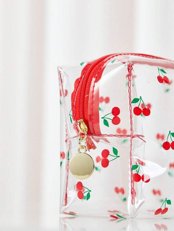 Cherry Print Clear Square Makeup Bag SHEIN USA