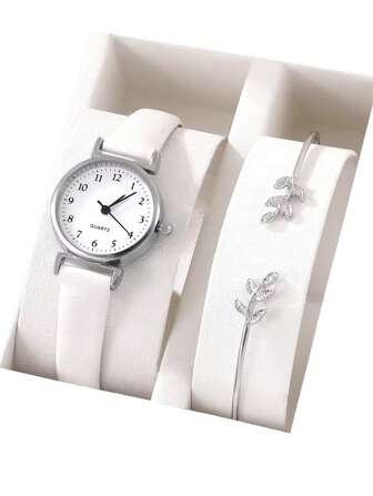 1 pieza Reloj de cuarzo minimalista y 1 pieza Pulsera como regalo para estudiantes que regresan a la escuela