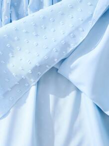 女孩圓點荷葉邊A字洋裝 - 藍色 - 查看 5