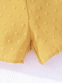 SHEIN 女孩圓點荷葉邊腰帶連身短褲 - 芥末黃 - 查看 6