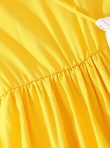 SHEIN Đầm Gái Viên lá sen Hoa Dễ thương - Màu vàng - Xem 6