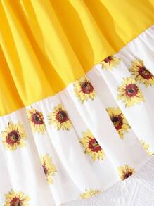 SHEIN Đầm Gái Viên lá sen Hoa Dễ thương - Màu vàng - Xem 7