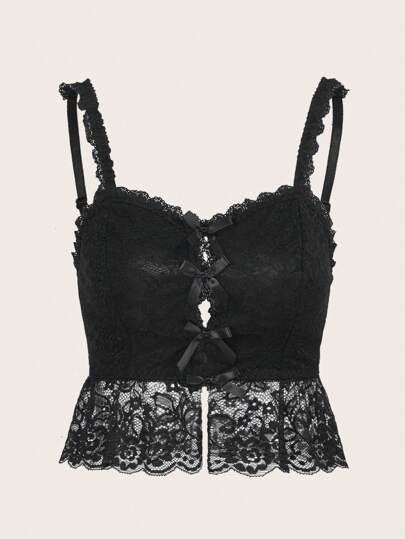 صدرية كامي مزخرف بعقدة الفراشة دانتيل