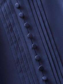 Mulvari 大碼前紐扣燈籠袖襯衫 - 藏蓝色 - 查看 5