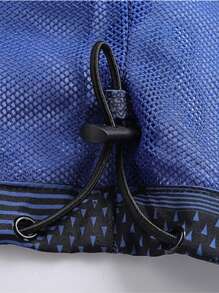 男士幾何印花拉鏈開襟抽繩連帽夾克 - 藏蓝色 - 查看 5