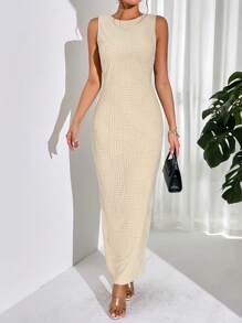 SHEIN Essnce Vestido tank unicolor - Albaricoque - Ver 3