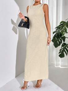 SHEIN Essnce Vestido tank unicolor - Albaricoque - Ver 4