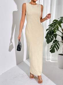 SHEIN Essnce Vestido tank unicolor - Albaricoque - Ver 5