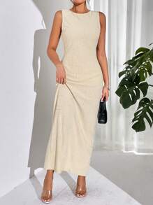 SHEIN Essnce Vestido tank unicolor - Albaricoque - Ver 6