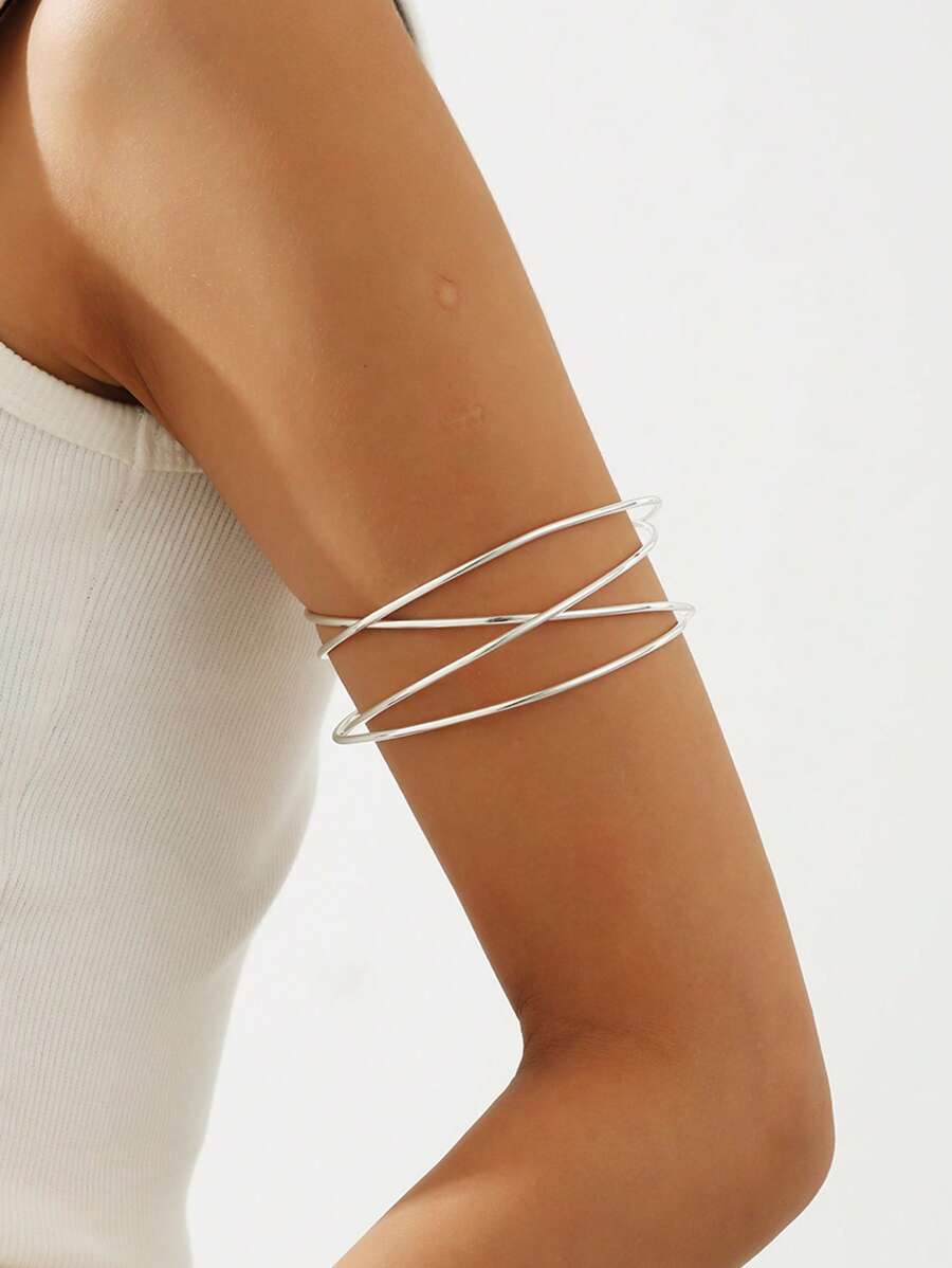 交叉臂環 - 銀色 - 查看 1