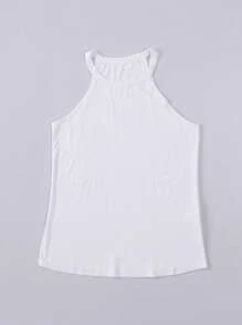 CILKOO 女士纯色休闲百搭露背吊带背心 白色 夏季 - 白色 - 查看 5