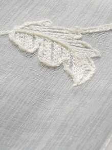 植物刺繡紗簾,現代滌綸濾光隱私透明窗簾 - 白色 - 查看 7