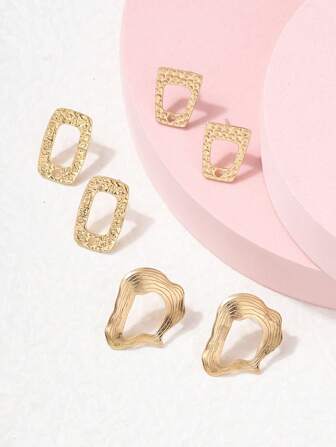 10pcs Luxury Textured Metal DIY Earrings Accessory For Women For Jewelry Making